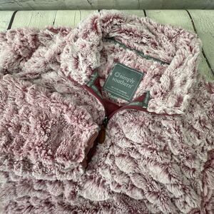Simply Southern Sherpa‎ Jacket Womens 2XL Pink Polyester 1/4 Zip Long Sleeve